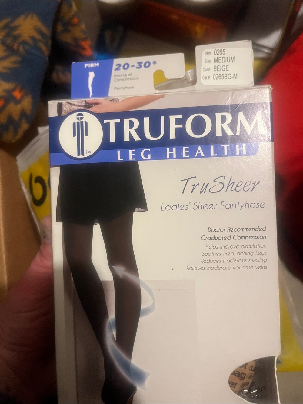 TruSheer Ladies' Sheer Pantyhose compression medium size- Beige
